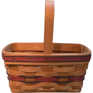 Rustic Wooden Basket with Red and Brown Accents